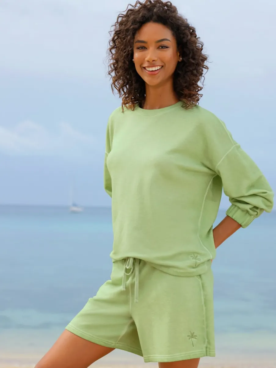 Sweatshirt avec encolure ronde et manches à bords-côtes