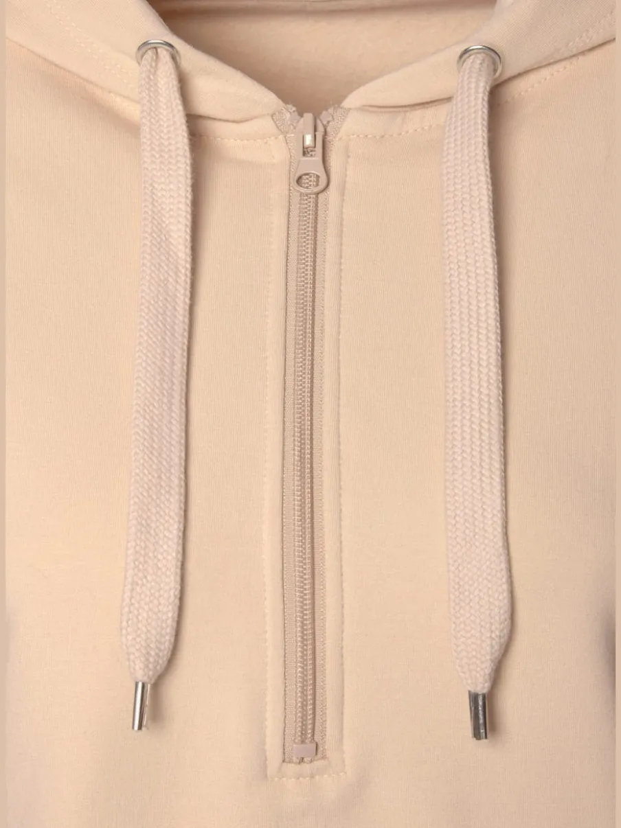 Sweatshirt avec glissière et capuche à manches longues et logo intégrant une qualité de sweat douce et élastique