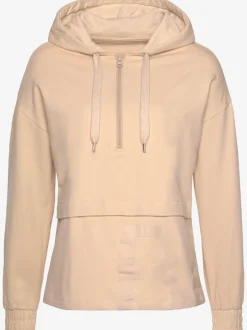 Sweatshirt avec glissière et capuche à manches longues et logo intégrant une qualité de sweat douce et élastique