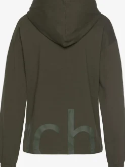 Sweatshirt avec glissière et capuche à manches longues et logo intégrant une qualité de sweat douce et élastique