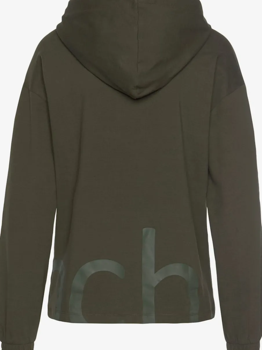 Sweatshirt avec glissière et capuche à manches longues et logo intégrant une qualité de sweat douce et élastique