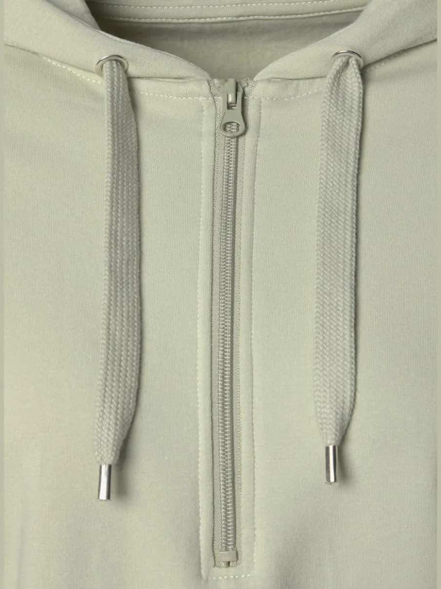 Sweatshirt avec glissière et capuche à manches longues et logo intégrant une qualité de sweat douce et élastique