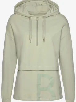 Sweatshirt avec glissière et capuche à manches longues et logo intégrant une qualité de sweat douce et élastique