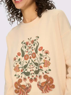 Sweatshirt avec imprimé floral et détails brillants encolure ronde et manches longues