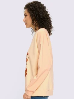 Sweatshirt avec imprimé floral et détails brillants encolure ronde et manches longues