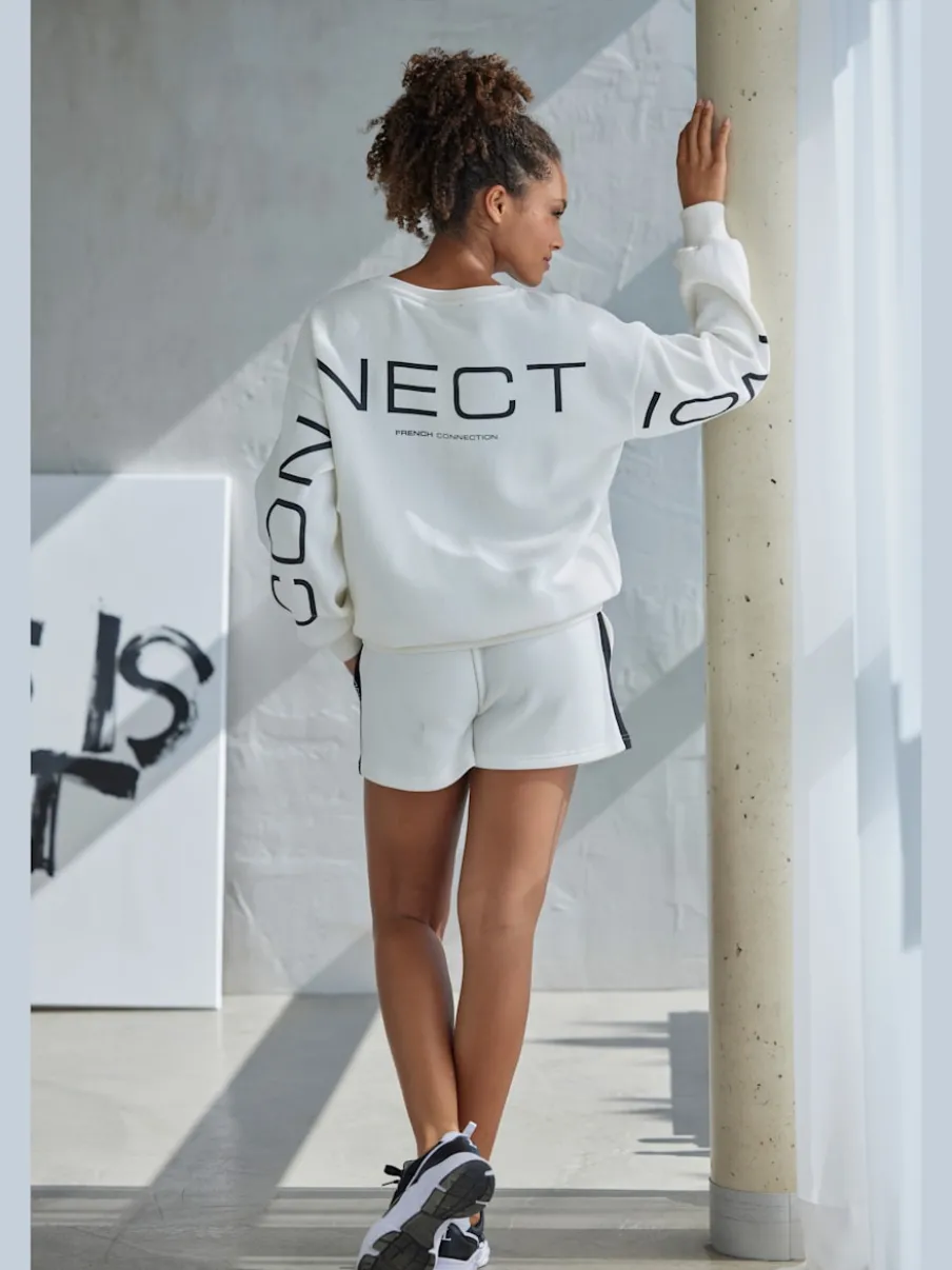 Sweatshirt avec logo imprimé manches longues à bords-côtes