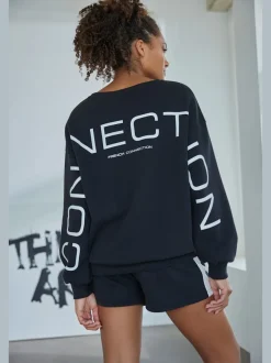 Sweatshirt avec logo imprimé manches longues à bords-côtes