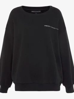 Sweatshirt avec logo imprimé manches longues à bords-côtes