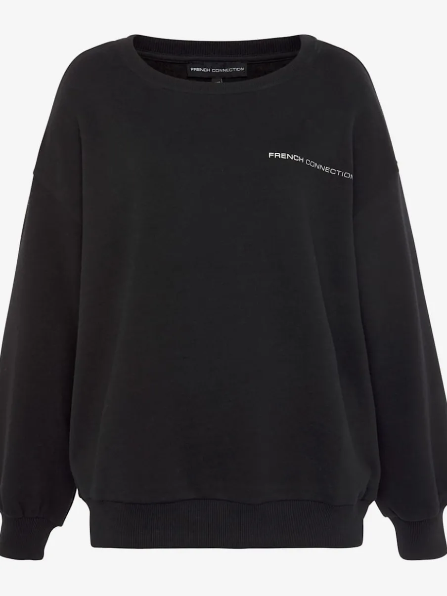 Sweatshirt avec logo imprimé manches longues à bords-côtes