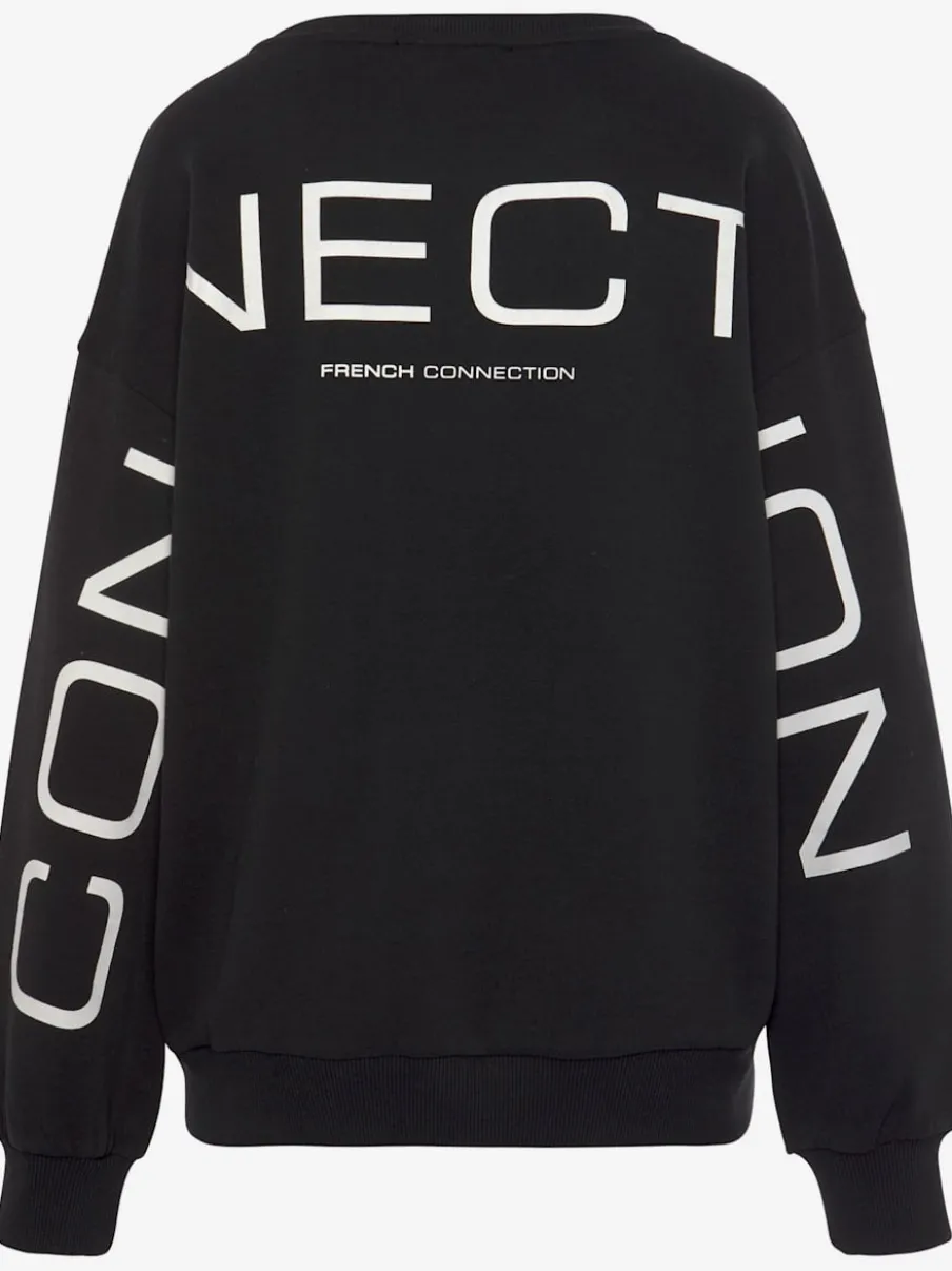 Sweatshirt avec logo imprimé manches longues à bords-côtes