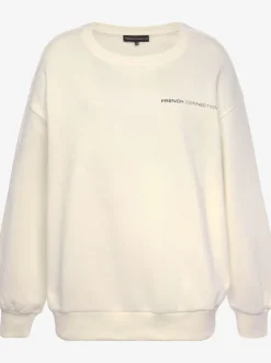 Sweatshirt avec logo imprimé manches longues à bords-côtes