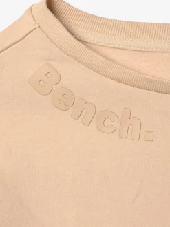Sweatshirt basique à large encolure et manches longues avec logo ton sur ton