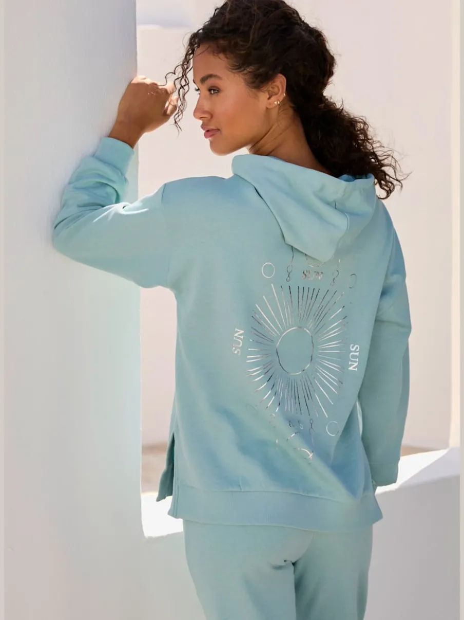 Sweatshirt à capuche avec cordon réglable et imprimés graphiques