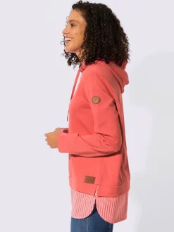 Sweatshirt à capuche avec empiècement chemisier rayé et manches longues