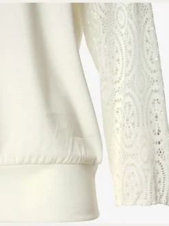 Sweatshirt à capuche avec manches en dentelle et cordon argenté