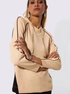 Sweatshirt à capuche avec manches longues et coulisse décorative