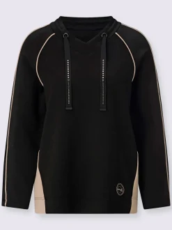 Sweatshirt à capuche avec manches longues et coulisse décorative
