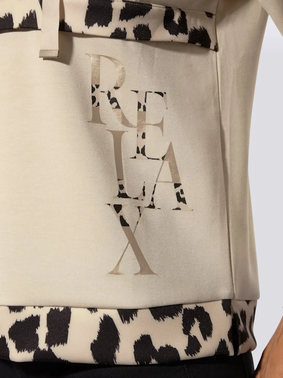 Sweatshirt à capuche avec motifs léopard et manches longues