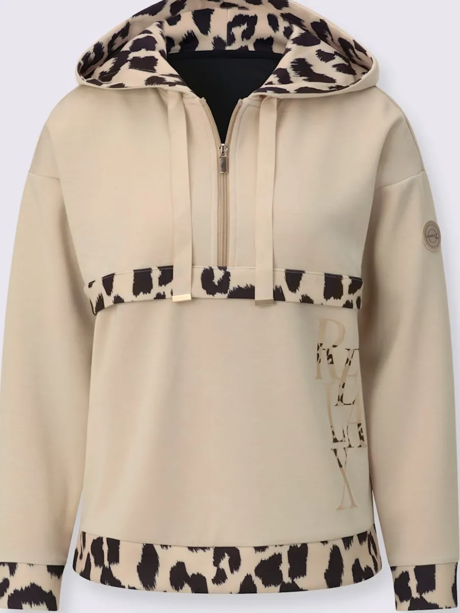 Sweatshirt à capuche avec motifs léopard et manches longues