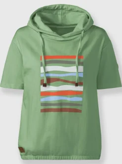Sweatshirt à capuche léger avec motif géométrique imprimé