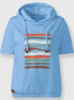 Sweatshirt à capuche léger avec motif géométrique imprimé