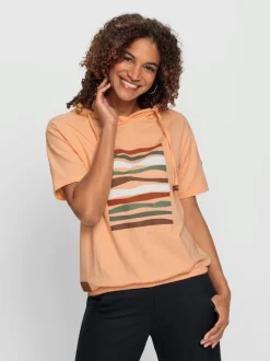 Sweatshirt à capuche léger avec motif géométrique imprimé