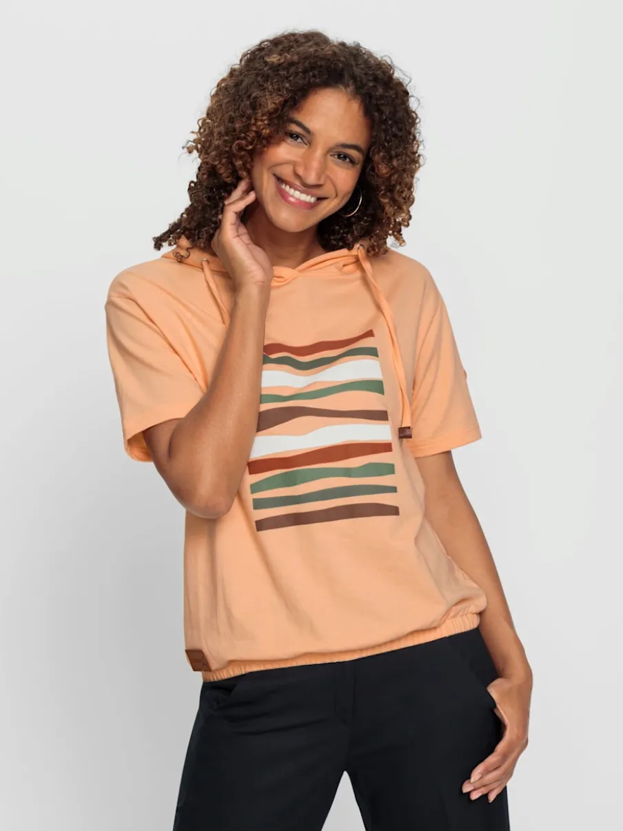 Sweatshirt à capuche léger avec motif géométrique imprimé