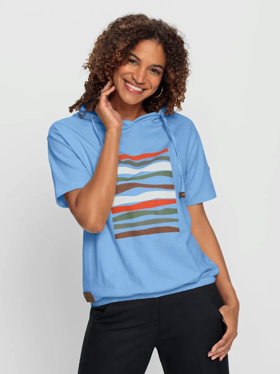 Sweatshirt à capuche léger avec motif géométrique imprimé