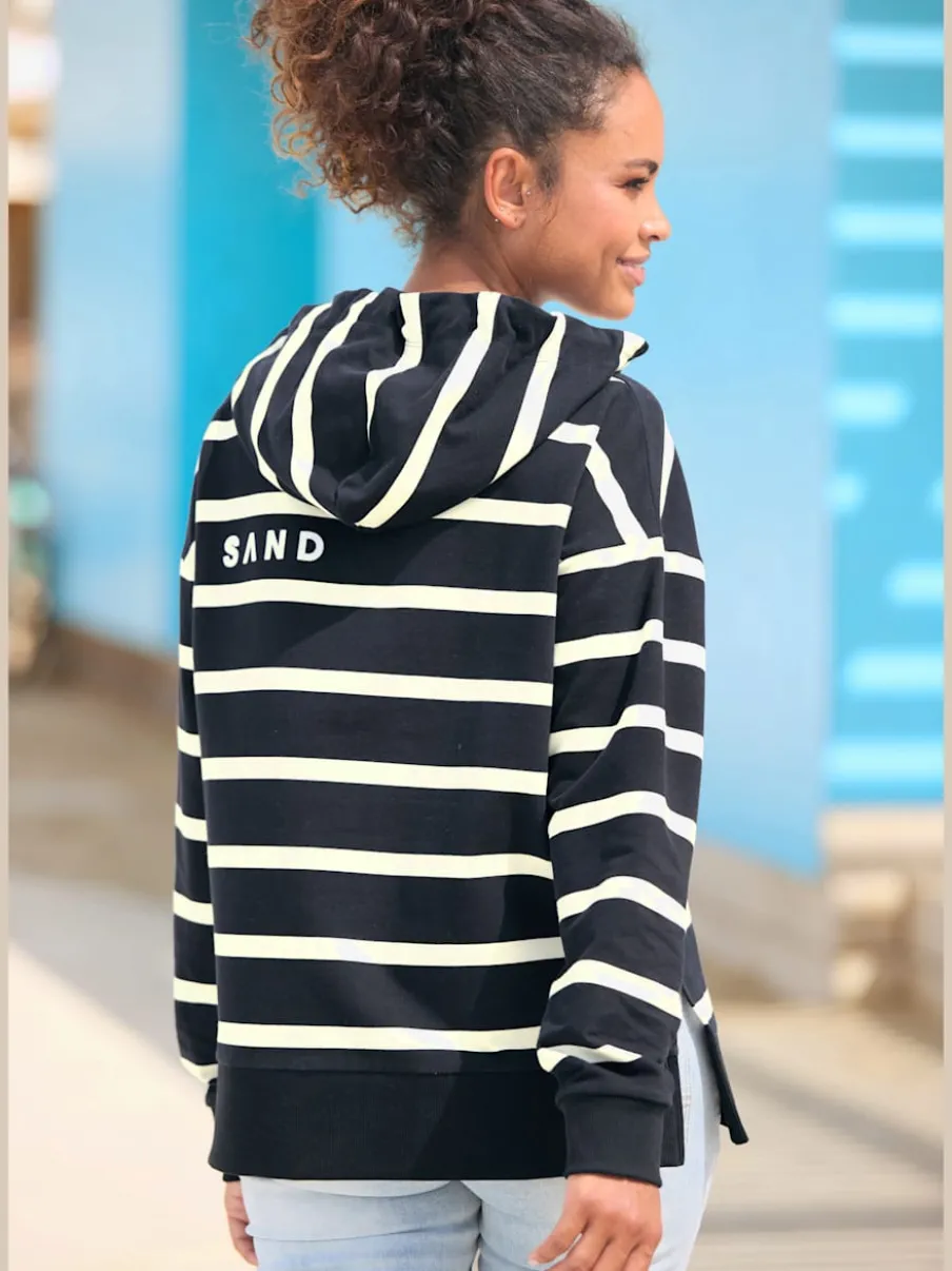 Sweatshirt à capuche marinière avec logo et fentes