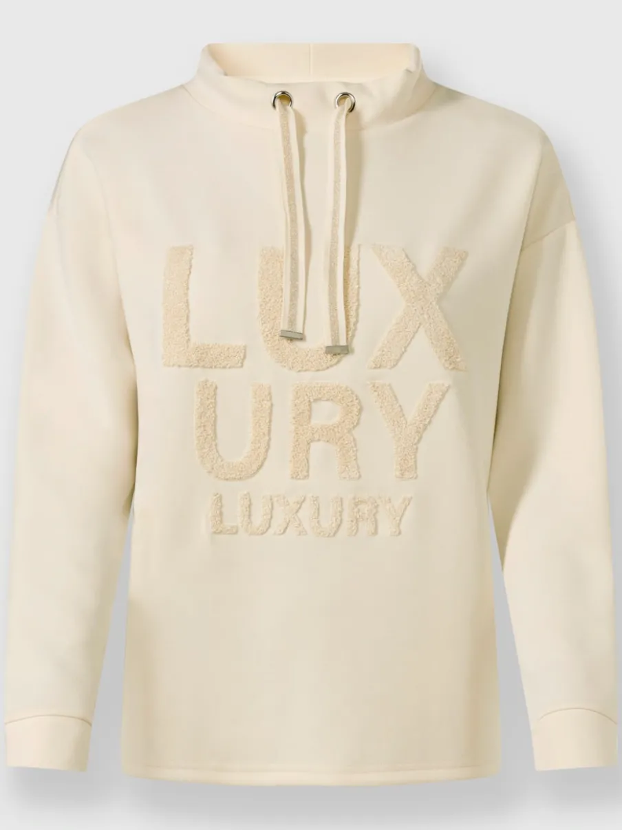Sweatshirt à col montant avec inscription en tissu doux