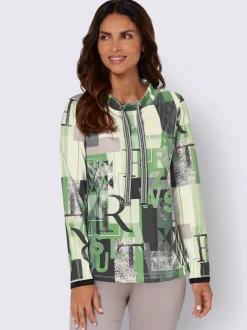 Sweatshirt à col montant avec motifs graphiques et manches longues