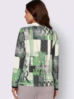 Sweatshirt à col montant avec motifs graphiques et manches longues