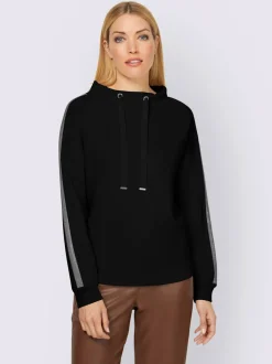 Sweatshirt à col montant à rayures avec détails fantaisie