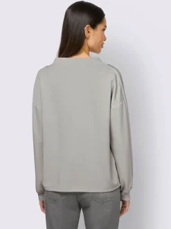 Sweatshirt à col montant à rayures avec détails fantaisie