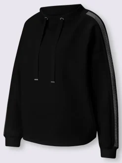 Sweatshirt à col montant à rayures avec détails fantaisie