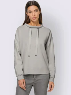 Sweatshirt à col montant à rayures avec détails fantaisie