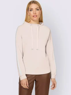Sweatshirt à col montant à rayures avec détails fantaisie