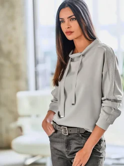 Sweatshirt à col montant à rayures avec détails fantaisie