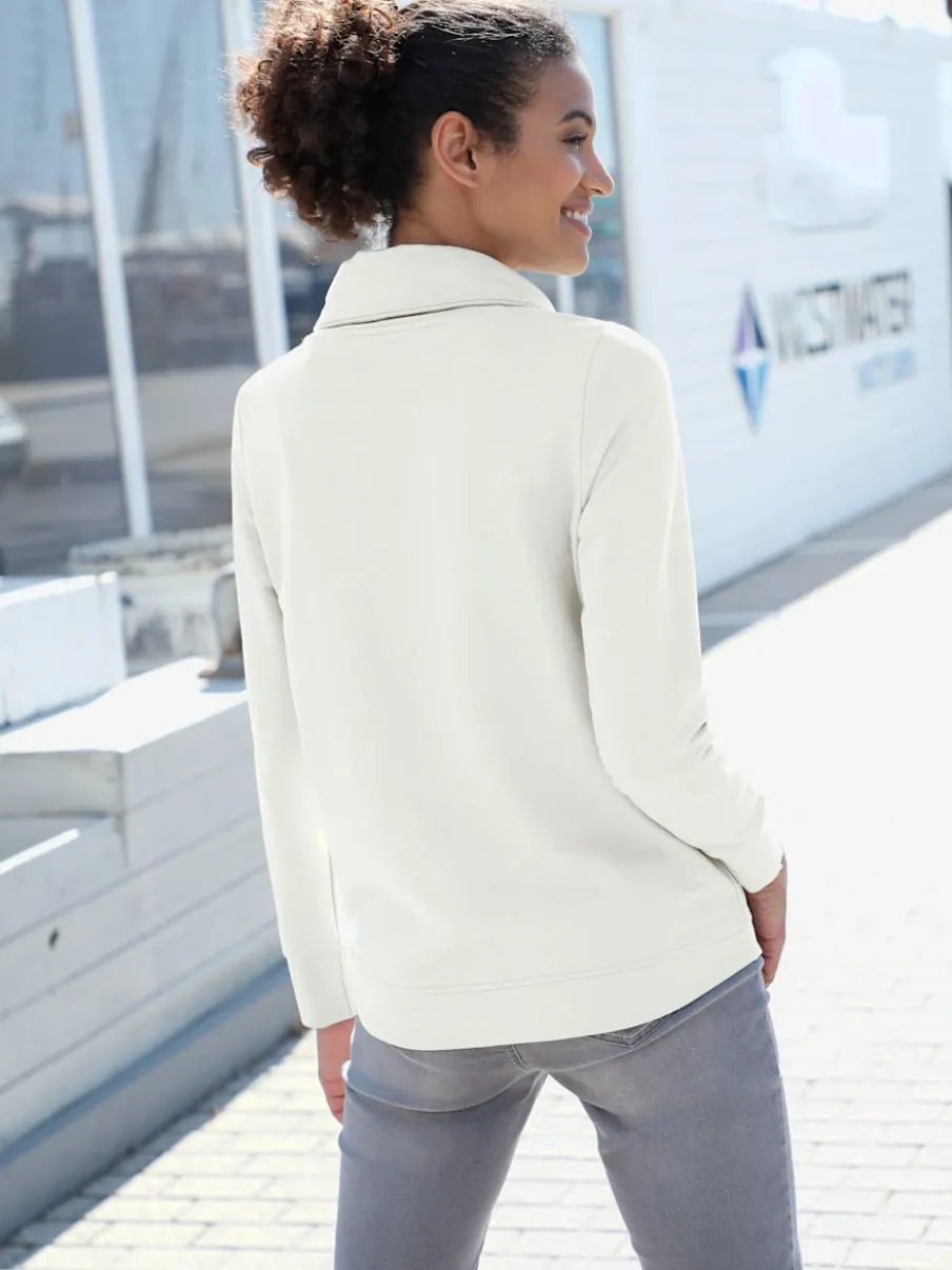 Sweatshirt à col roulé asymétrique et cordon décoratif