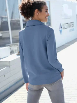 Sweatshirt à col roulé asymétrique et cordon décoratif