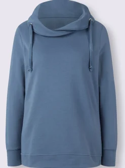 Sweatshirt à col roulé asymétrique et cordon décoratif