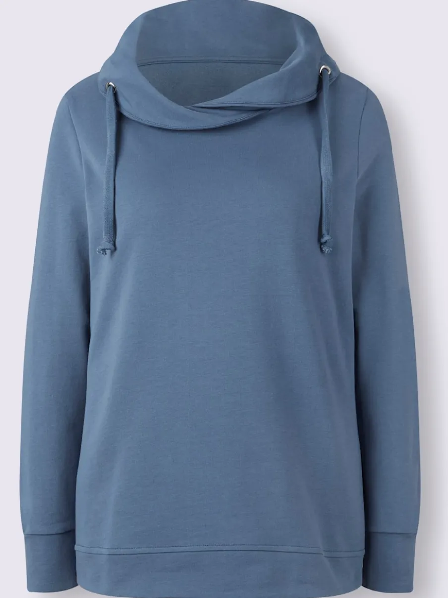 Sweatshirt à col roulé asymétrique et cordon décoratif