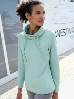 Sweatshirt à col roulé asymétrique et cordon décoratif