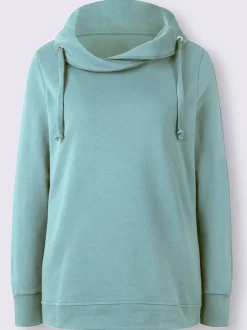 Sweatshirt à col roulé asymétrique et cordon décoratif