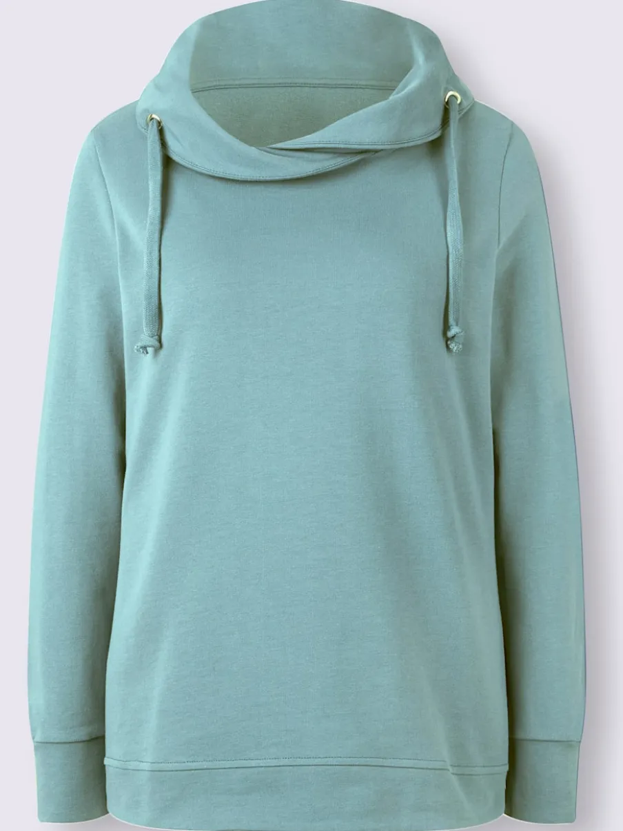 Sweatshirt à col roulé asymétrique et cordon décoratif