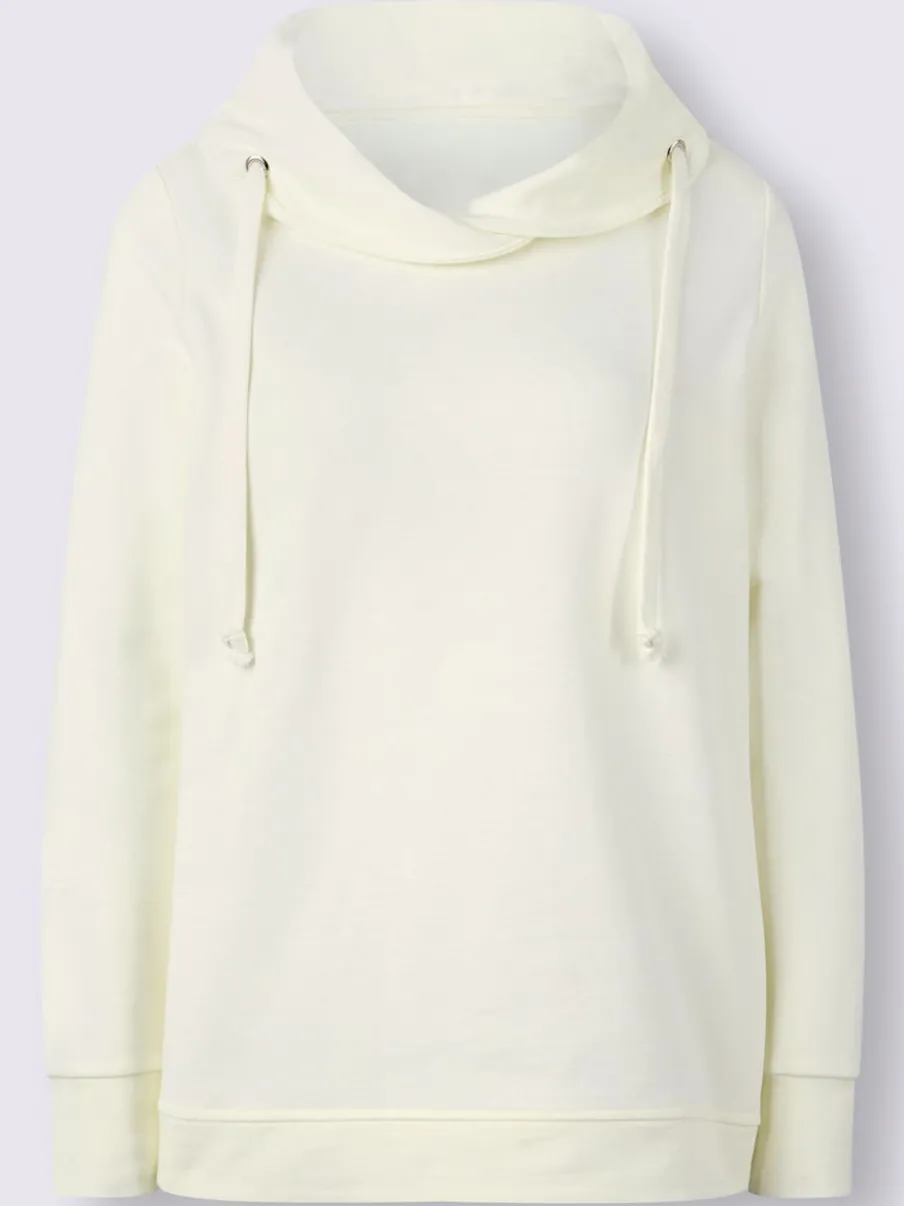 Sweatshirt à col roulé asymétrique et cordon décoratif