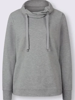 Sweatshirt à col roulé asymétrique et cordon décoratif