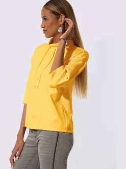 Sweatshirt à col roulé et manches 3/4 avec pierres fantaisie