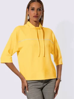 Sweatshirt à col roulé et manches 3/4 avec pierres fantaisie