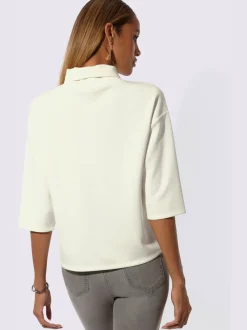 Sweatshirt à col roulé et manches 3/4 avec pierres fantaisie